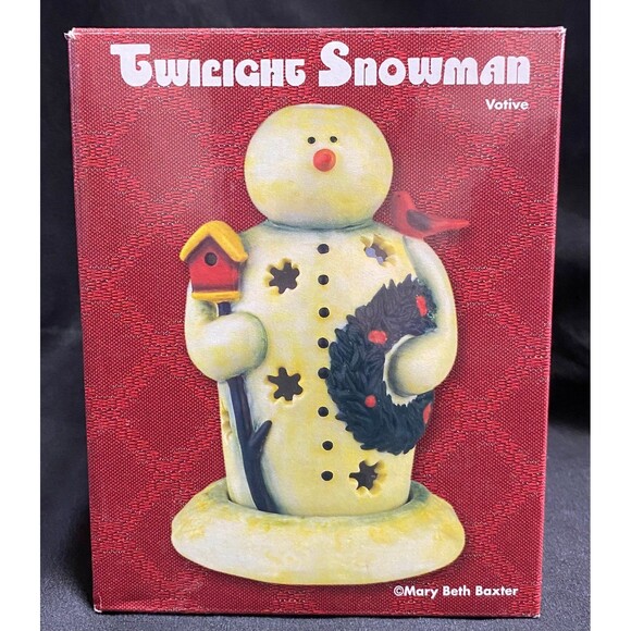 Twilight Snowman Votive Holder 7” Christmas Winter Decor Mary Beth Baxter #7063 - Picture 8 of 8